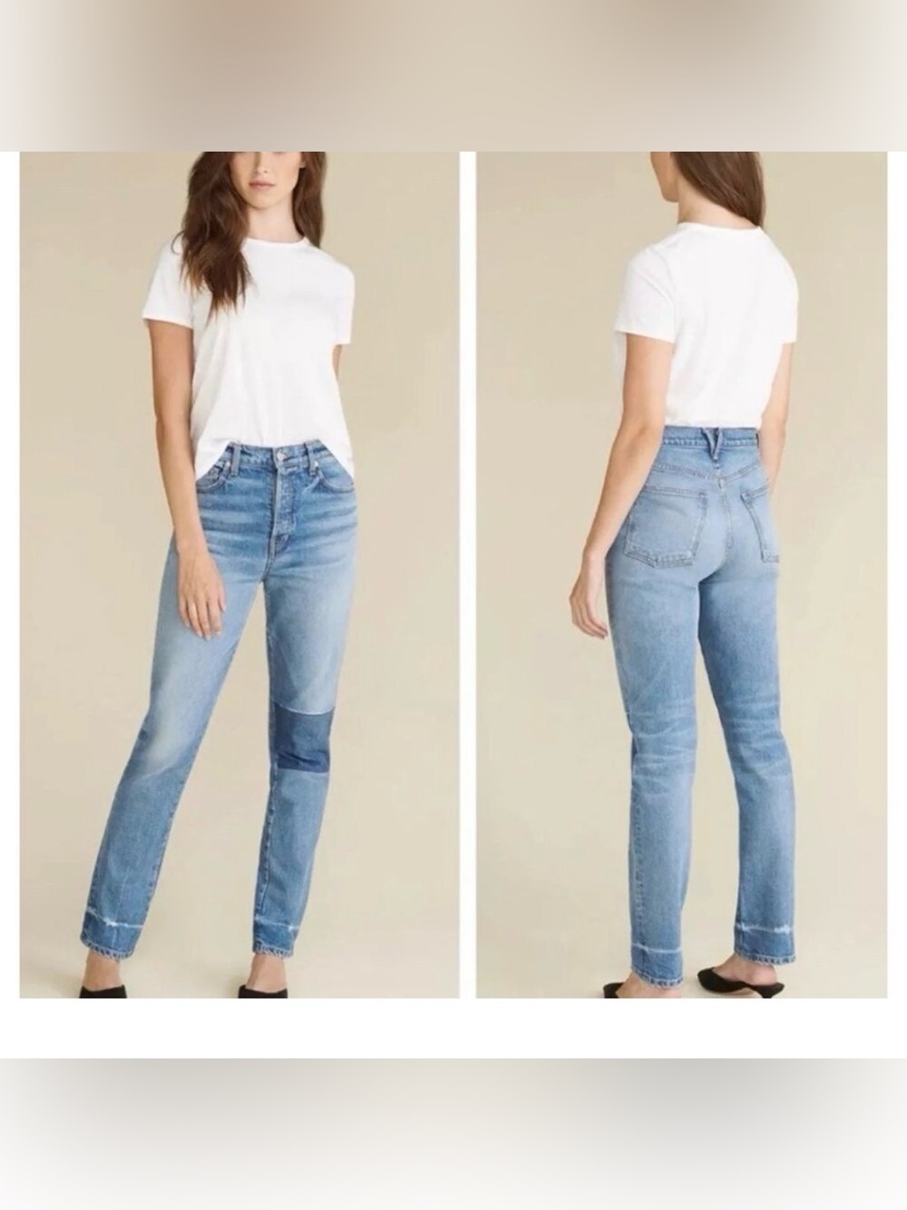 Veronica Beard Blue Slim Jeans with Patch Detail, Size 25